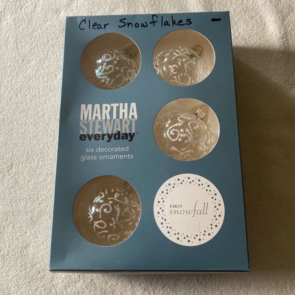 Martha Stewart Blue Decorative Glass Ornament Box